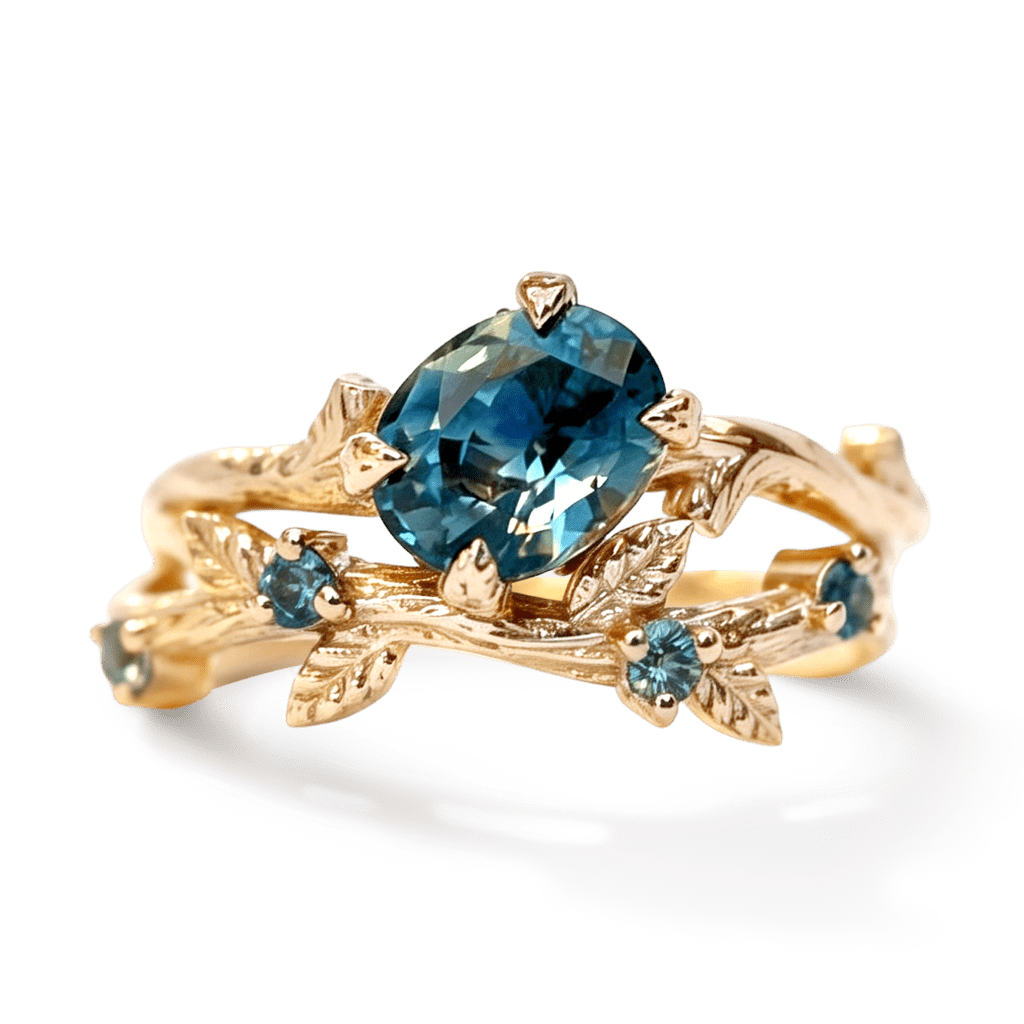 Gnoce Nature-Inspired Oval-cut Leaf Engagement Ring Set_1