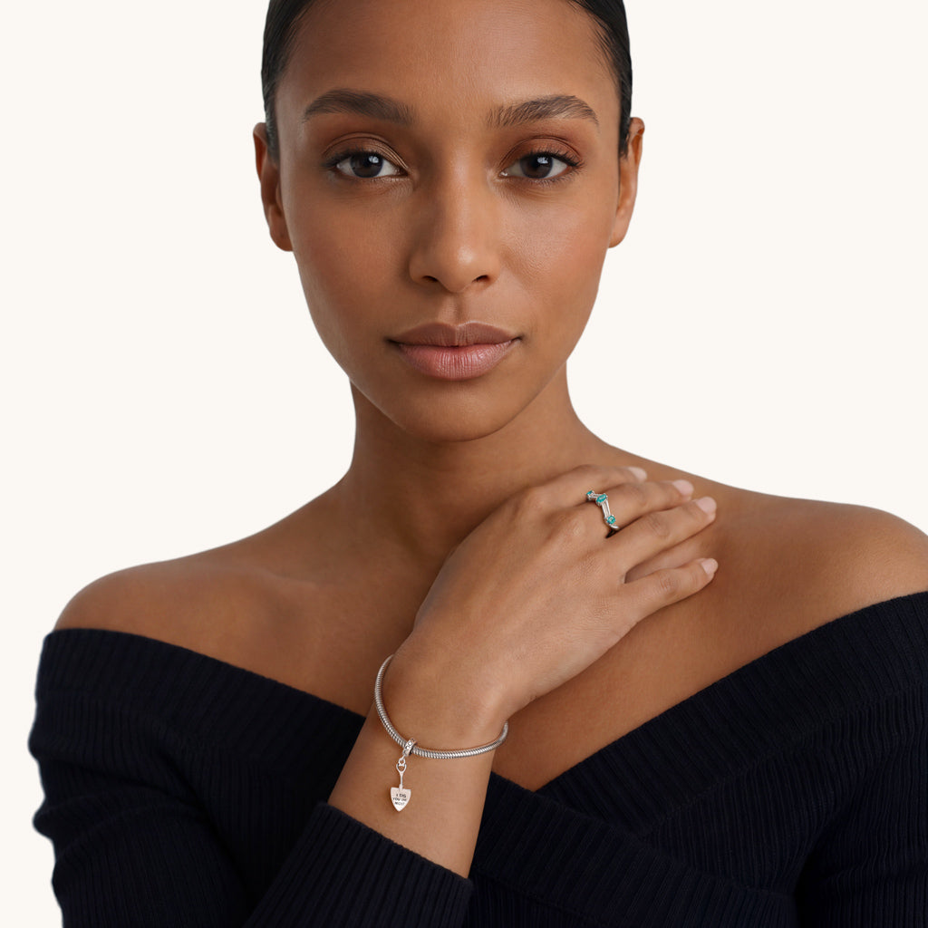 Gnoce Shovel Engravable Charm Platinum-plated Silver Blend_4