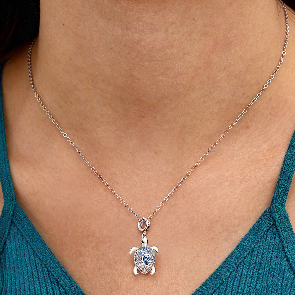 Gnoce Sea Turtle Charm Platinum-plated Silver Blend_2