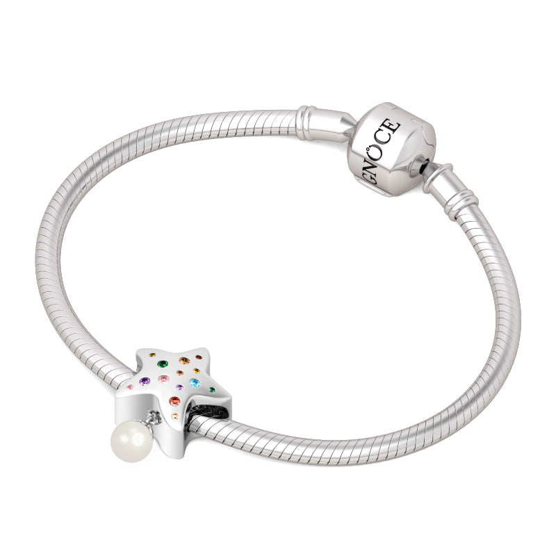 Gnoce "Make A Wish When Catching The Falling Stars, Your Dream Will Be Come True" Colorful Star with Pearl 925 Sterling Silver Charm Bead_3