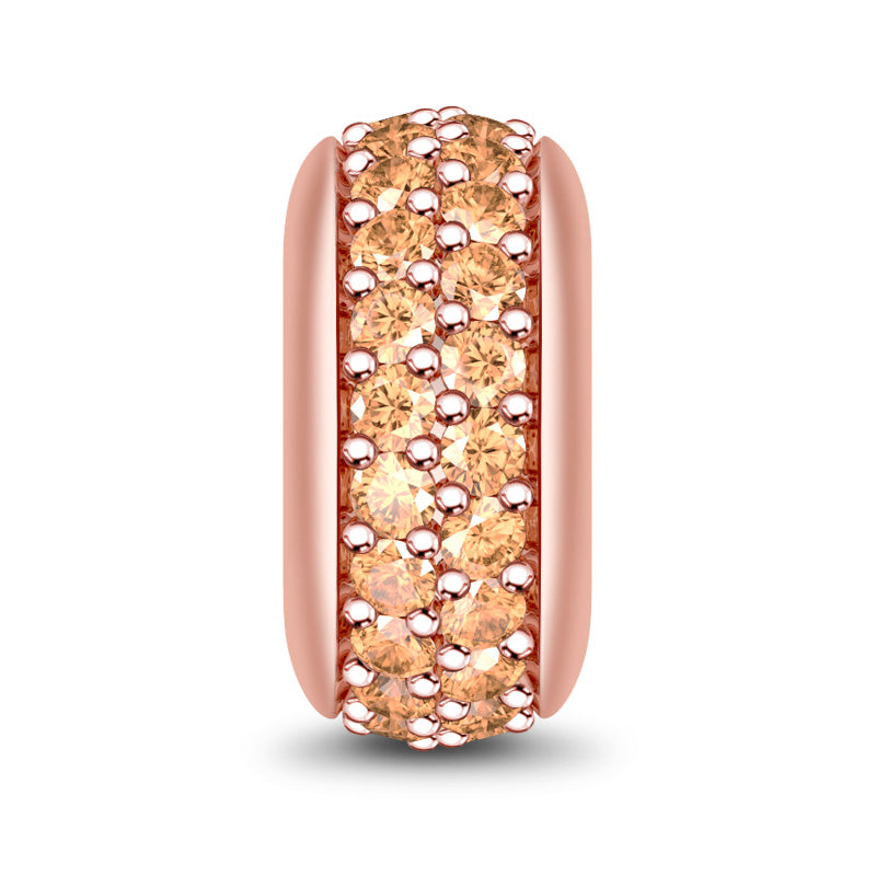 Gnoce "Shinning Love" Rose Gold With Champagne Stones Stopper Sterling silver - Fit for Bracelet_1
