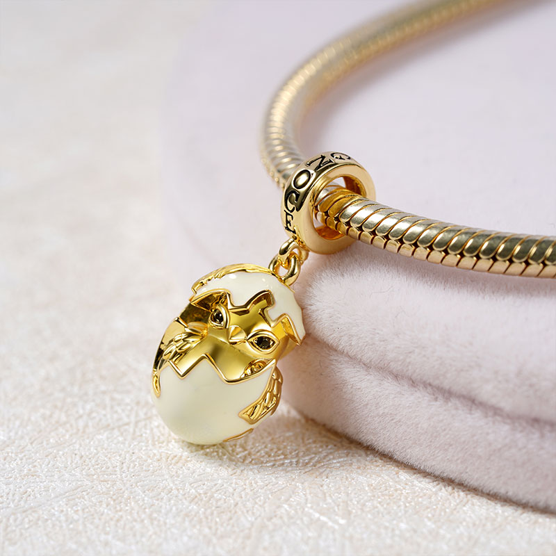 Newborn Chicken Pendant Dangle Charm Sterling Silver 18k Gold Plated_2