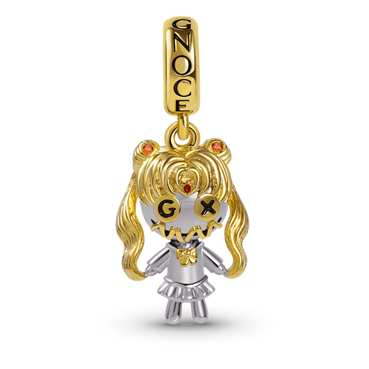 Beautiful Girl Voodoo Doll Pendant Dangle Charm Sterling Silver 18K Gold Plated_1